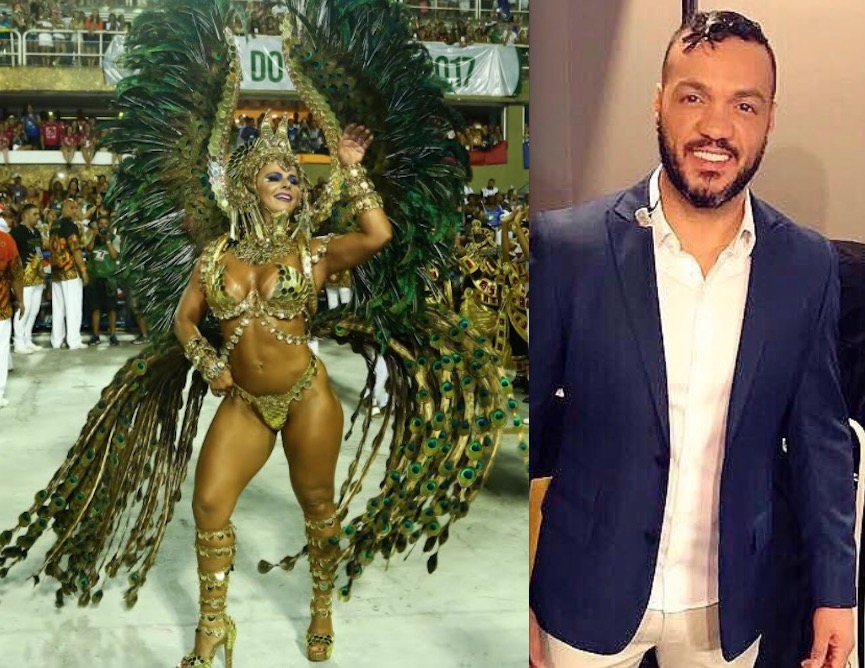 Belo deixa camarote após ver desfile da ex Viviane Araújo