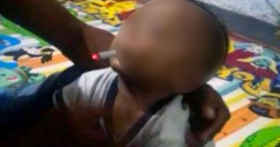 Pai choca internet ao postar foto de filho de 9 meses fumando