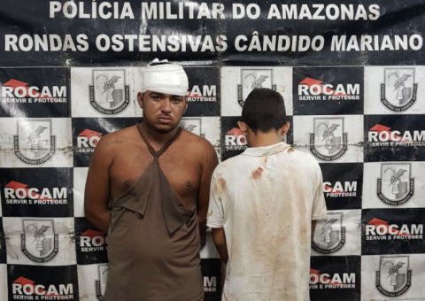 Dupla é espancada por populares suspeita de matar homem durante assalto em Manaus