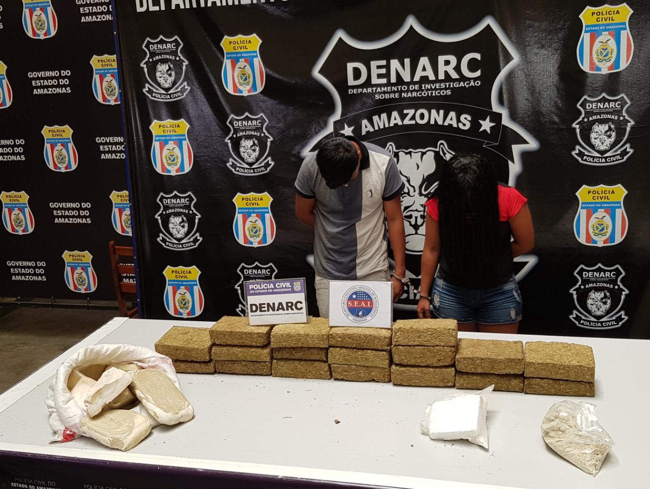 Em Manaus, casal é preso com 35 kg de drogas escondidos em casa 
