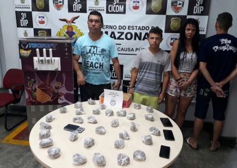 Grupo é preso com drogas e máquina de sorvete furtada em Manaus