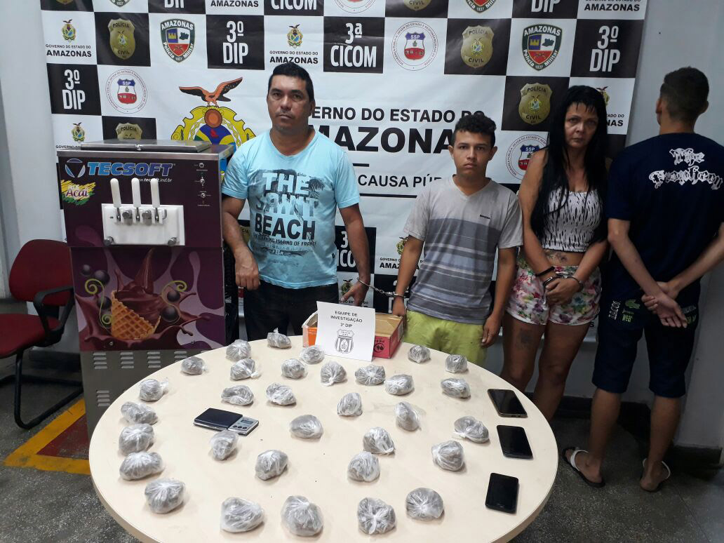 Grupo é preso com drogas e máquina de sorvete furtada em Manaus