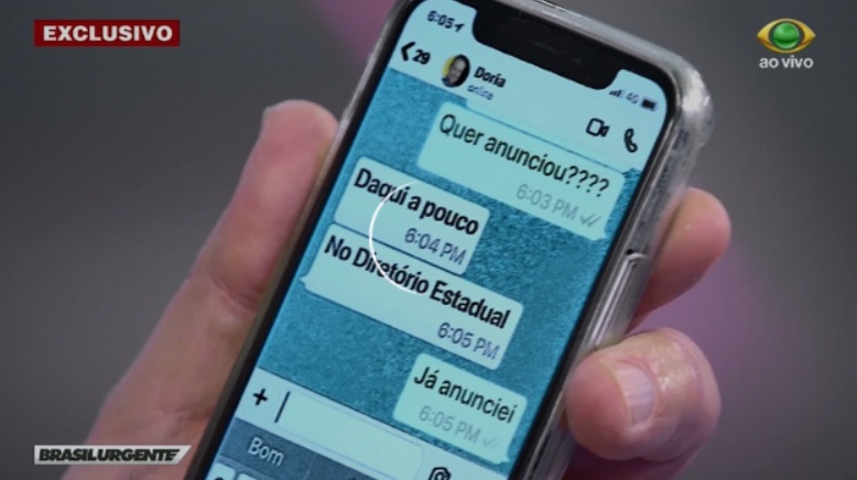 Datena vaza número de celular de Doria, prefeito de SP, ao vivo