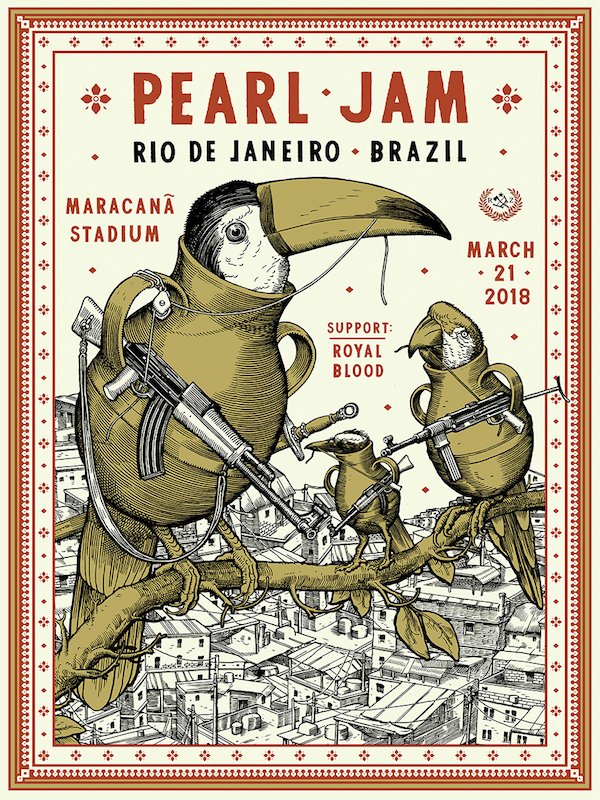 Pearl Jam causa polêmica com pôster para show no Rio