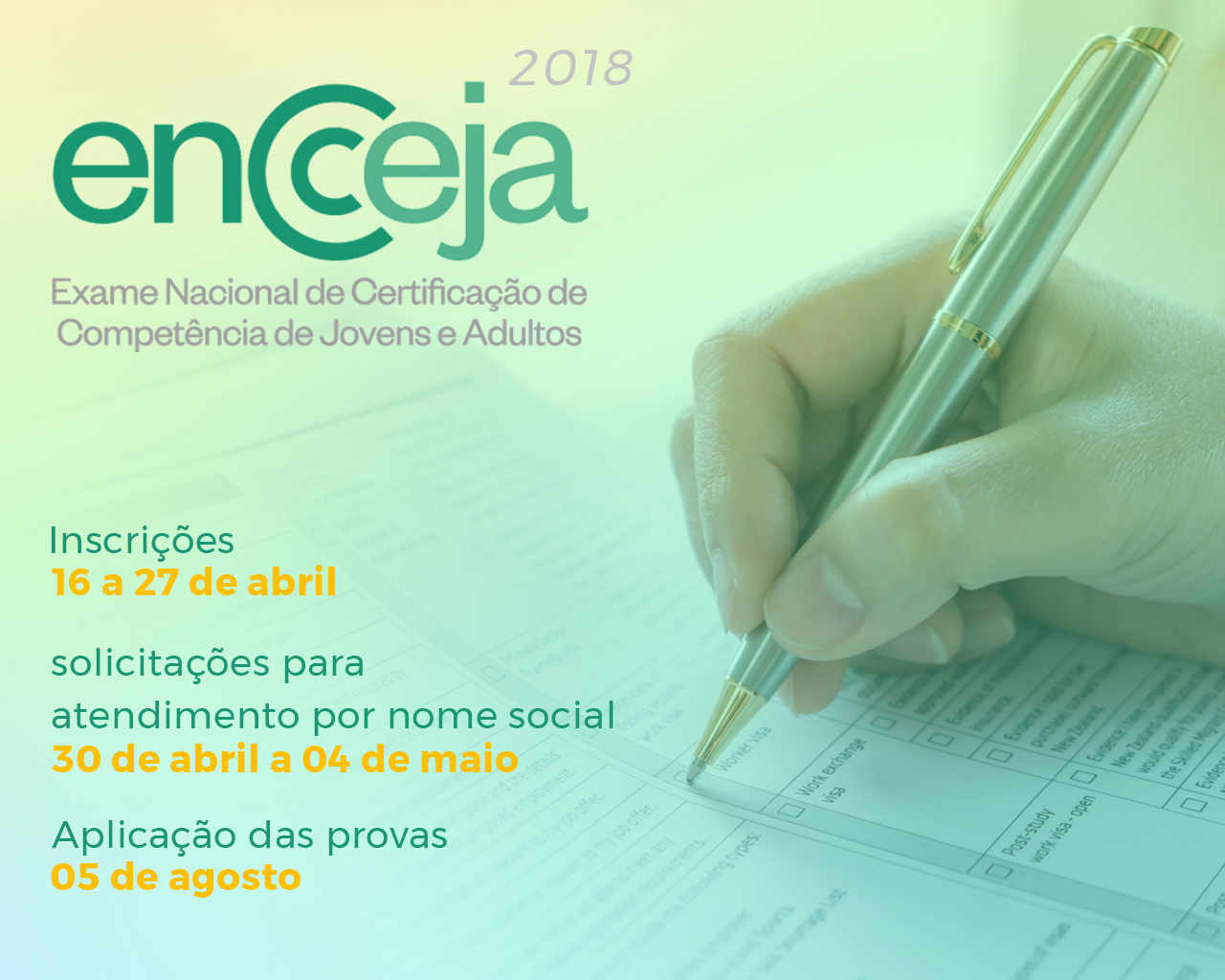 Enncceja abre inscrições para tirar diploma de ensino fundamental e médio 
