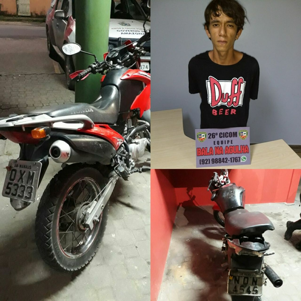 Suspeito de roubar motocicleta é preso após bater no meio fio durante fuga em Manaus