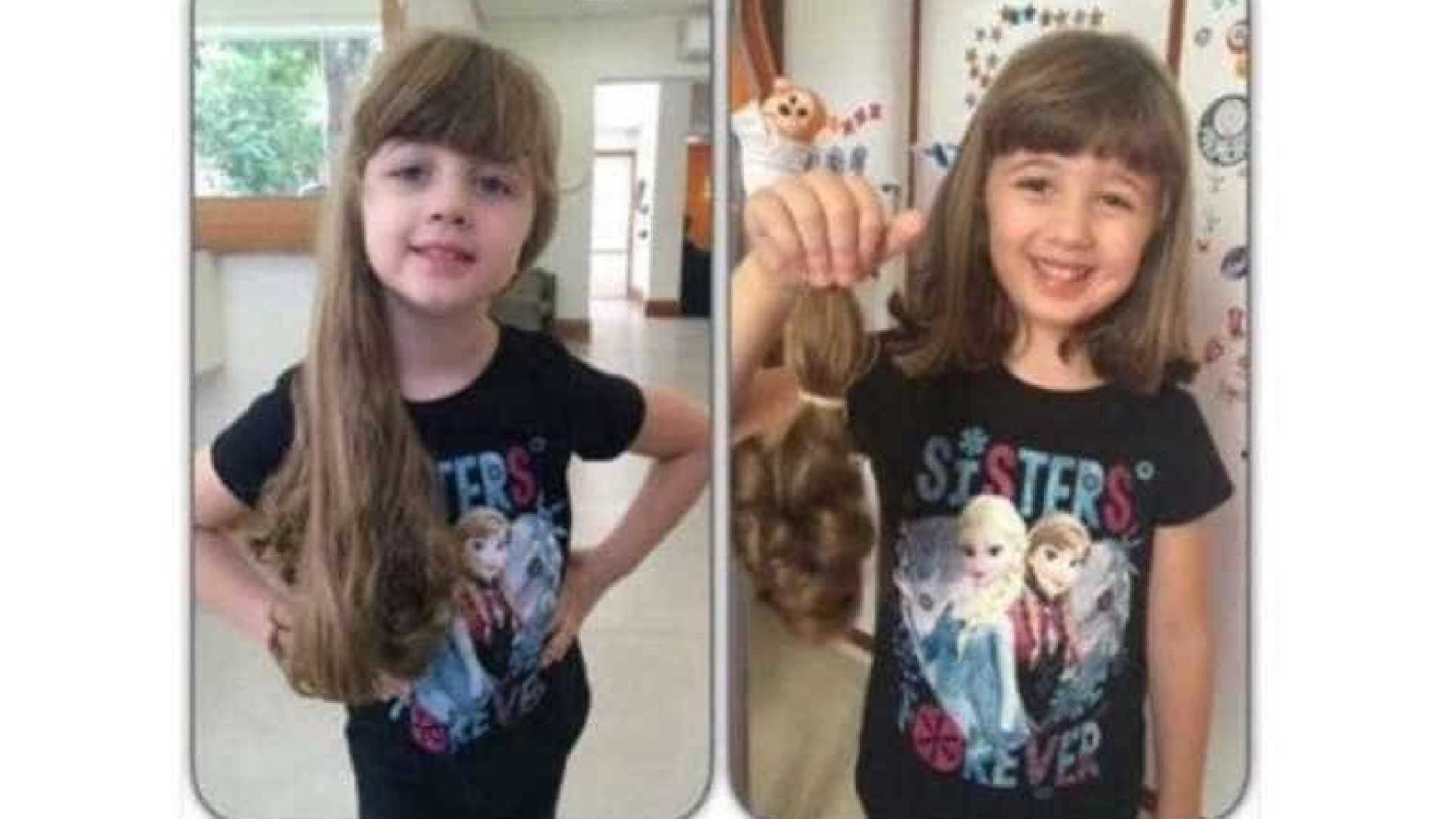 Menina de 4 anos descobre câncer após cortar cabelo para doar a crianças doentes