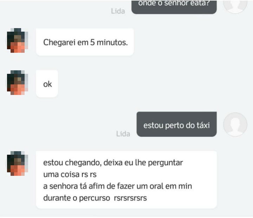  Motorista de aplicativo pede em mensagem sexo a cliente