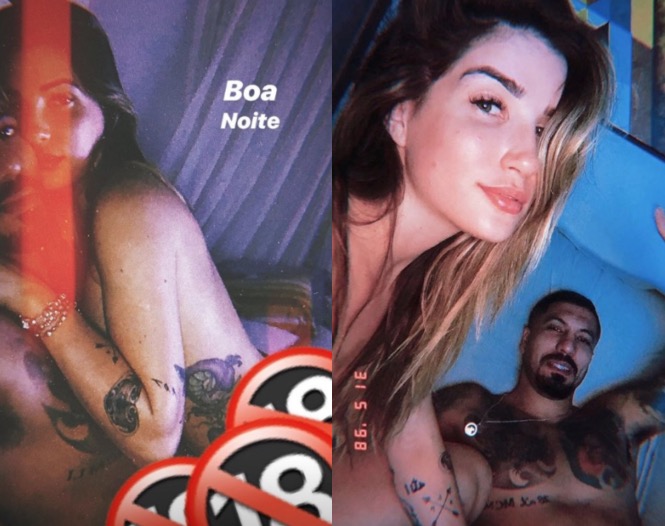 Ex-BBBs Aline e Fernando exibem fotos íntimas na cama após reconciliação