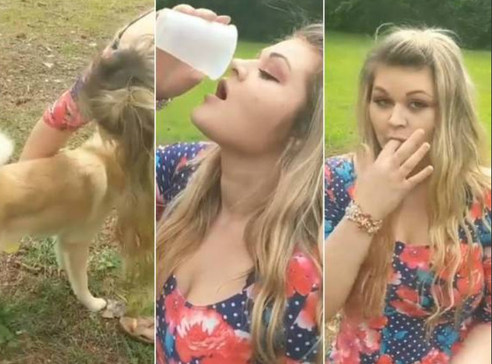 Mulher bebe urina do cachorro para combater acne