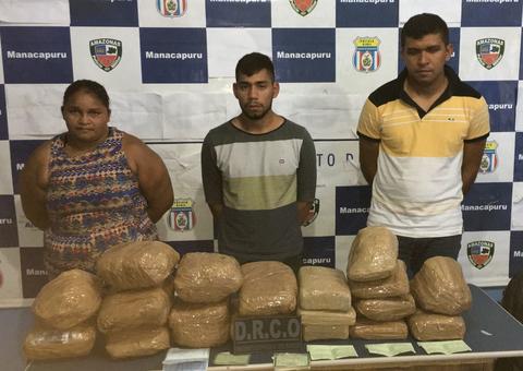 Em Manaus, polícia prende trio e apreende 20 kg de maconha avaliada em torno de R$ 100 mil