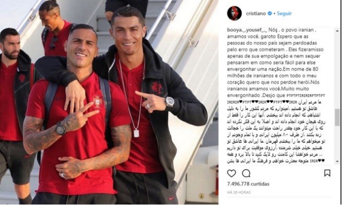 Iranianos 'invadem' rede social de Cristiano Ronaldo para se desculpar