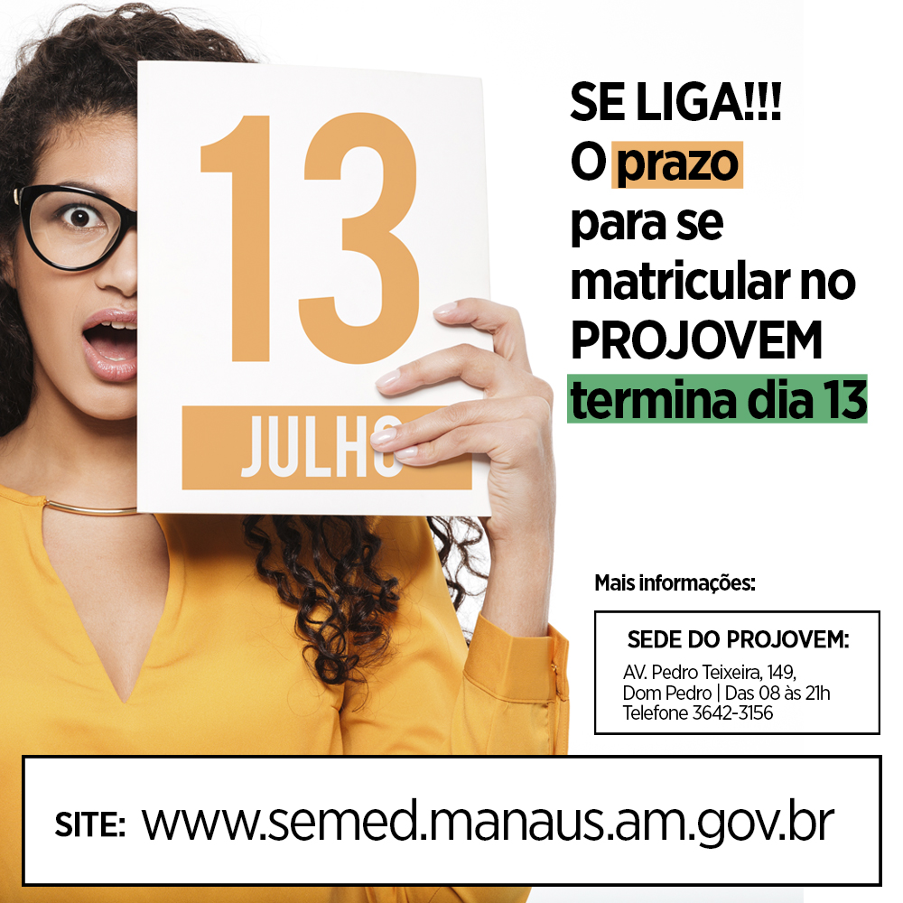 Se liga no prazo para a matrícula do Projovem!