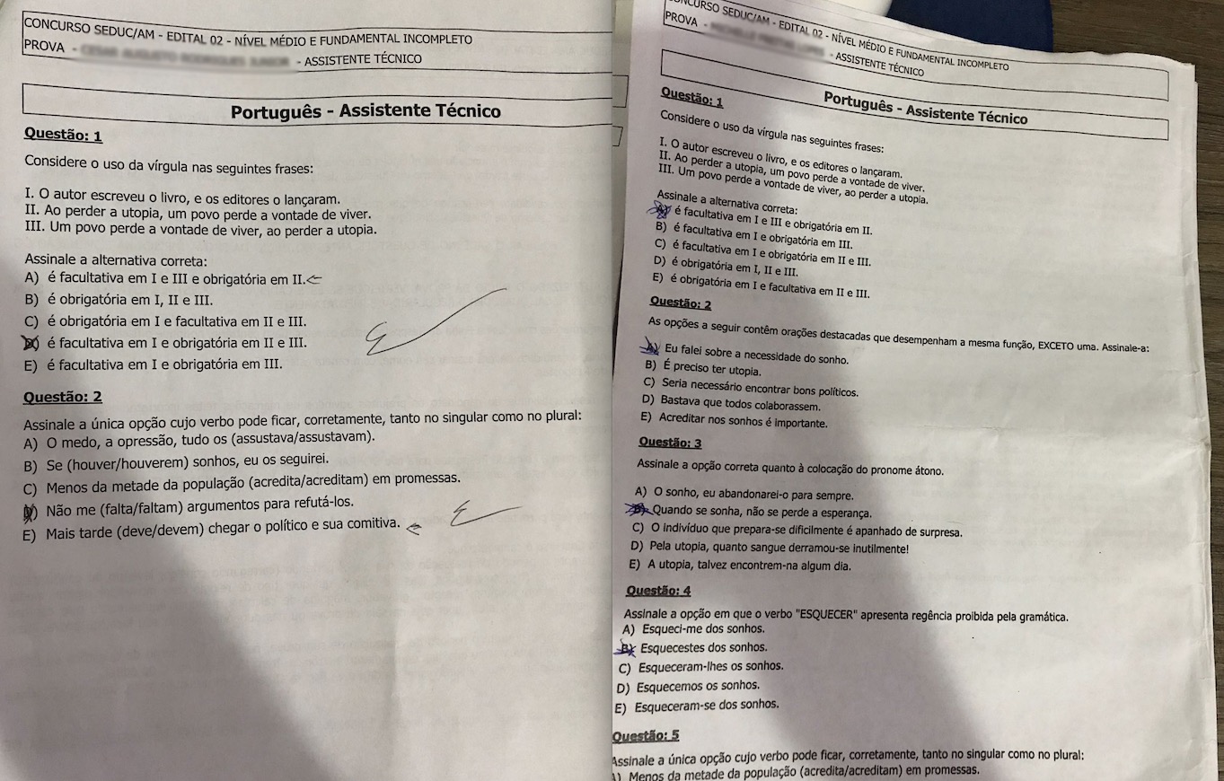 Questões embaralhadas não batem com gabarito e podem prejudicar candidatos do concurso da Seduc
