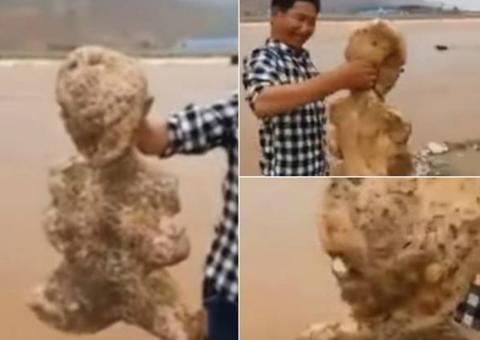 Criatura com forma humana é encontrada 'viva' em praia