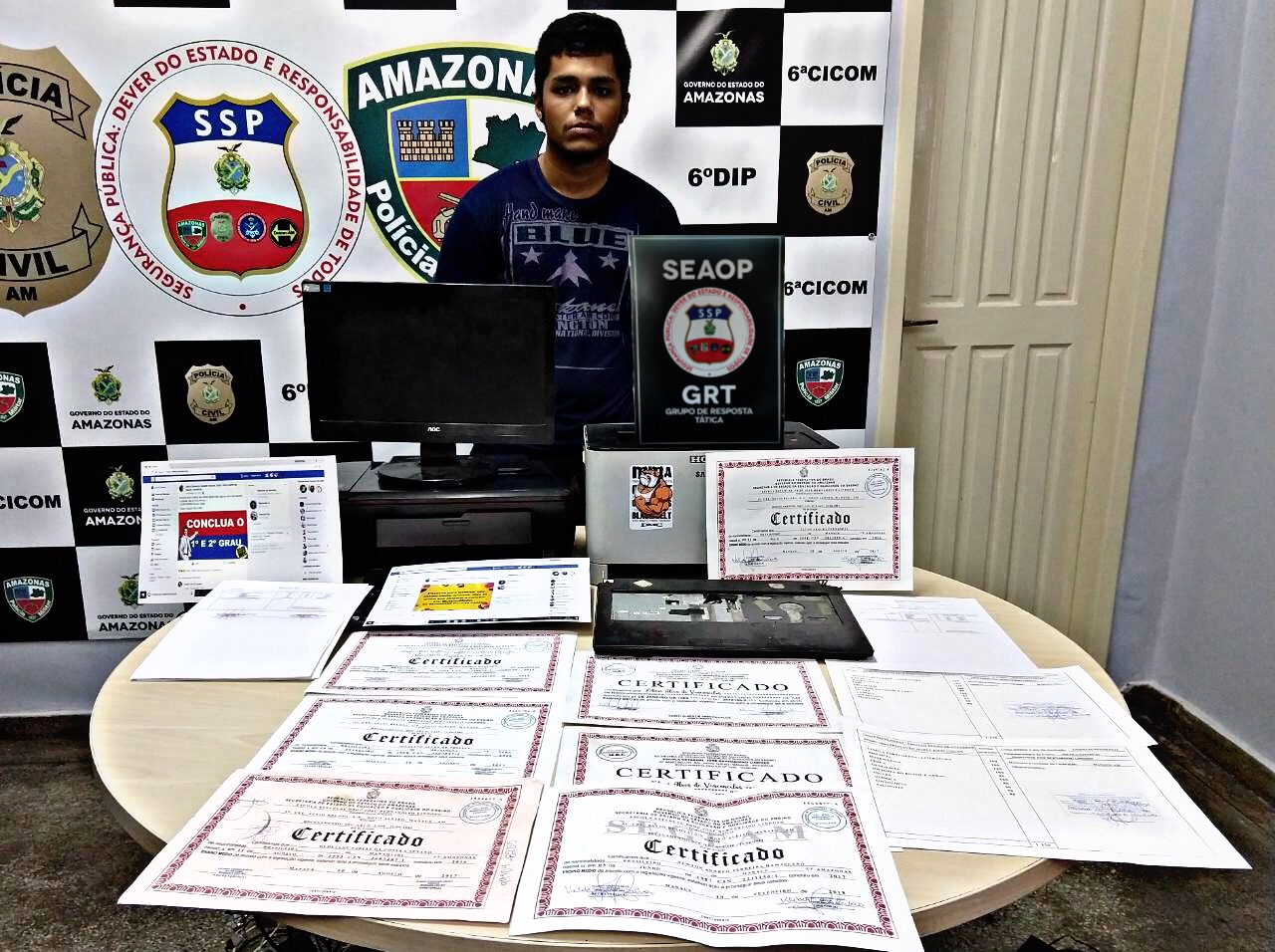 Homem suspeito de falsificar certificados da Seduc é preso em Manaus