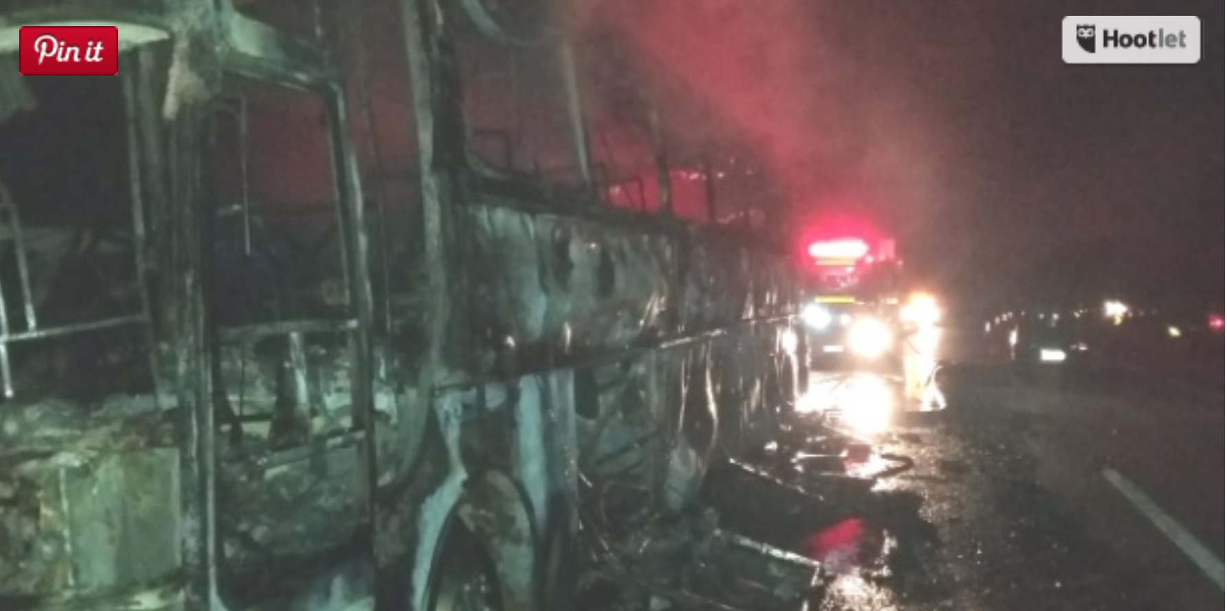 Ônibus com 41 passageiros pega fogo durante viagem 