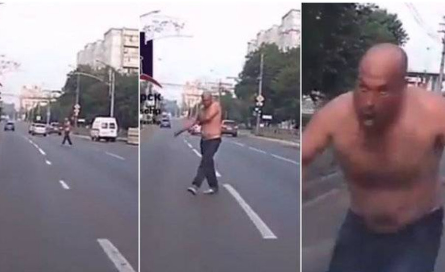 Homem surge como zumbi e ataca carro em rodovia 