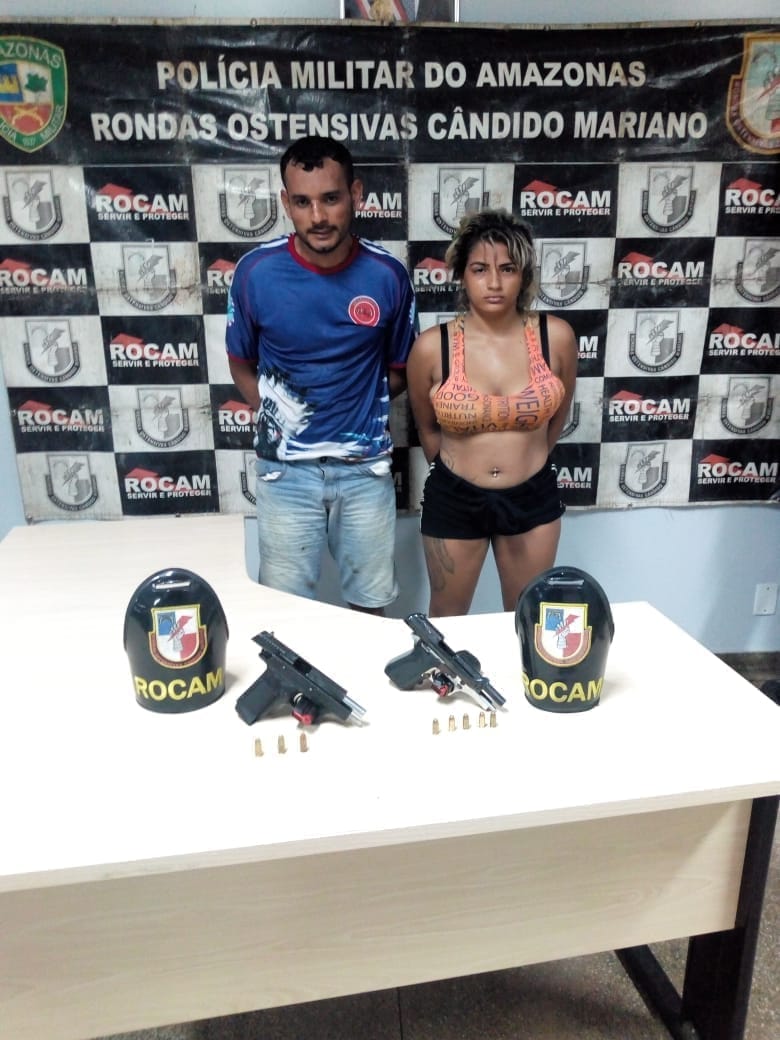 Com pistolas e munições em carro, casal é preso em avenida de Manaus