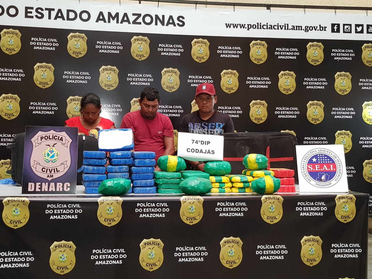 Trio é preso em flagrante com drogas avaliadas em R$ 1 milhão no Amazonas