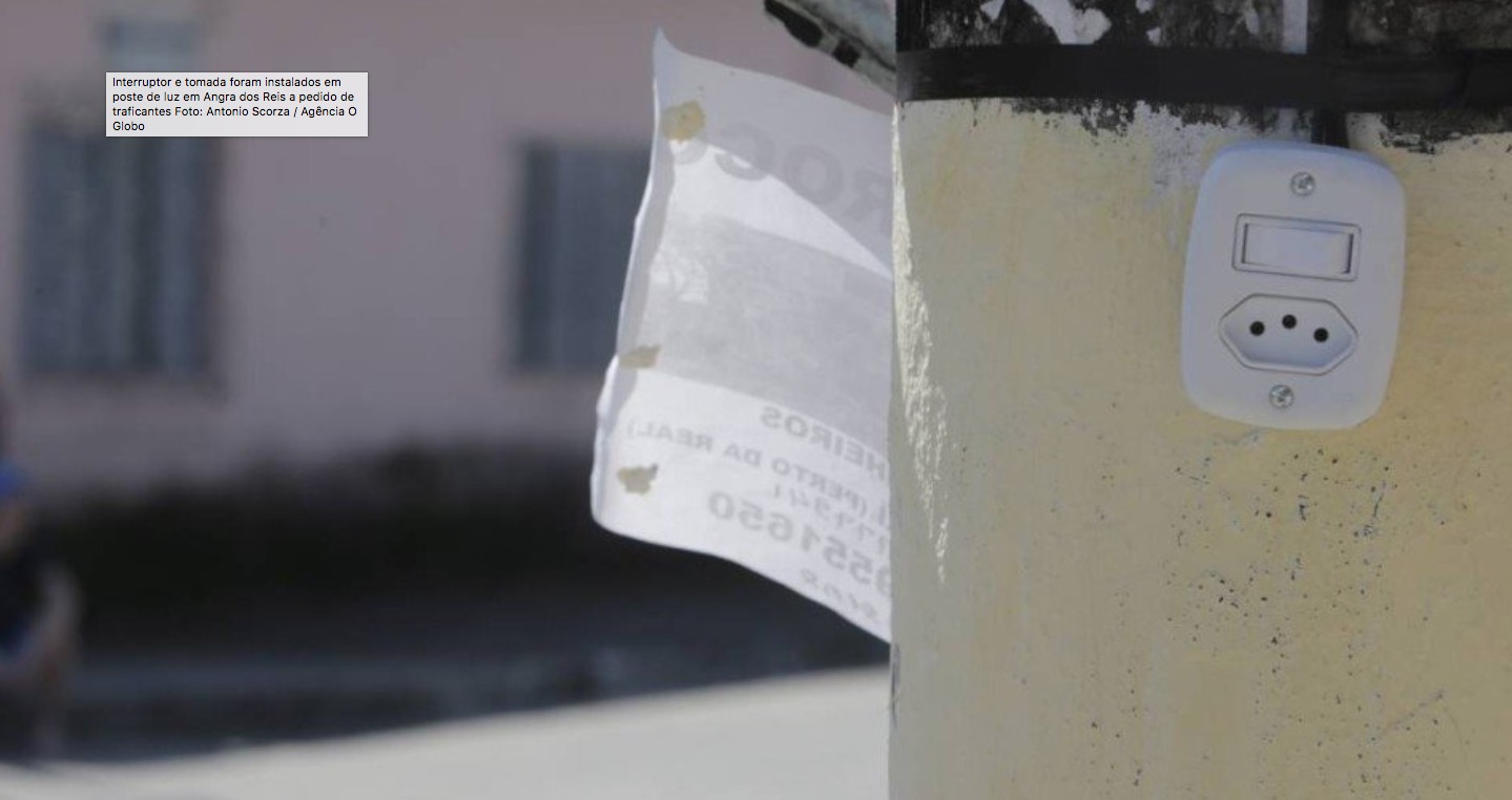 Traficantes obrigam técnicos a instalar tomadas e interruptores em postes de luz 