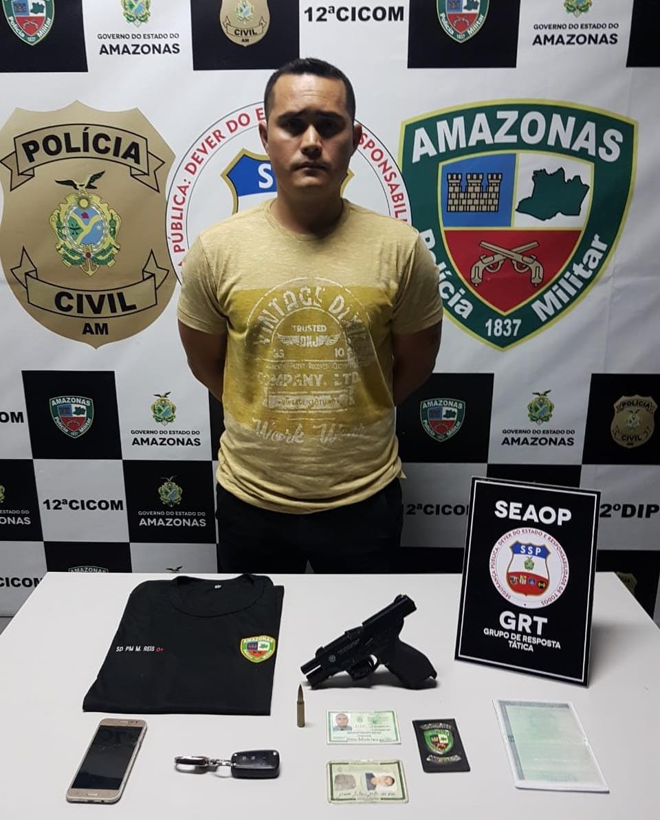 Falso PM é preso com arma falsa e munição de fuzil em Manaus