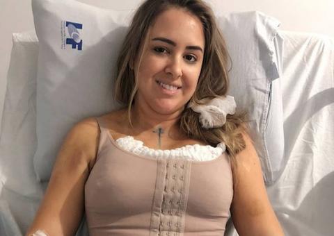 Ex-bbb Patrícia comemora após retirar mais de 4 litros de gordura com lipo
