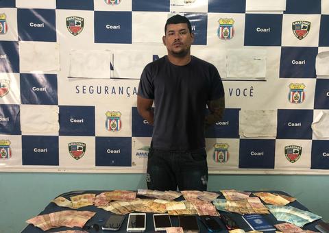 Polícia prende suspeito de roubo com R$ 5 mil e 6 celulares no Amazonas