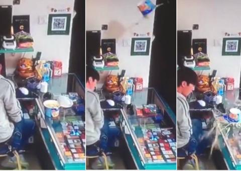 Inexplicável! Prato de comida voa misteriosamente em loja e intriga internautas