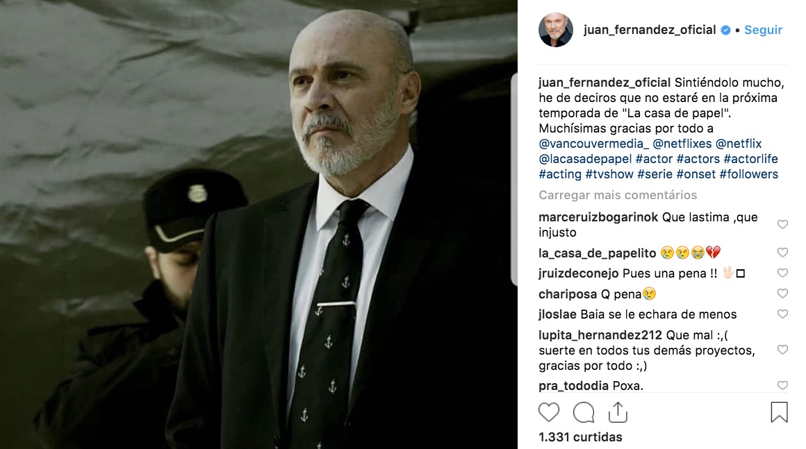 La Casa de Papel: Ator confirma que não retornará na terceira temporada