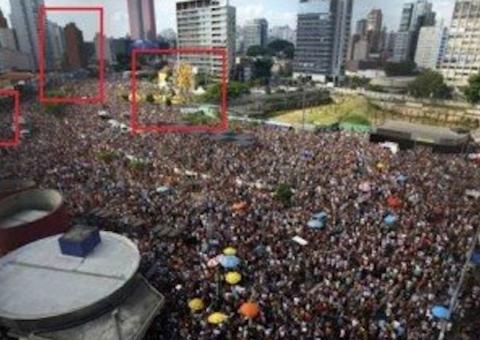 É #FAKE que imagem de ato contra Bolsonaro no Largo da Batata é do carnaval de 2017