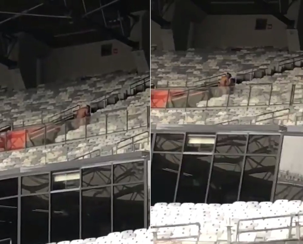 Casal é flagrado em cena de sexo explícito na arquibancada do Mineirão