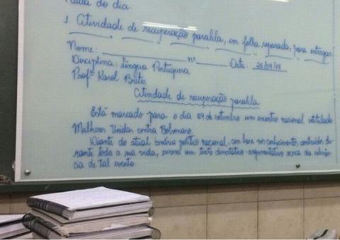 Professora passa redação sobre #EleNão e causa polêmica nas redes sociais