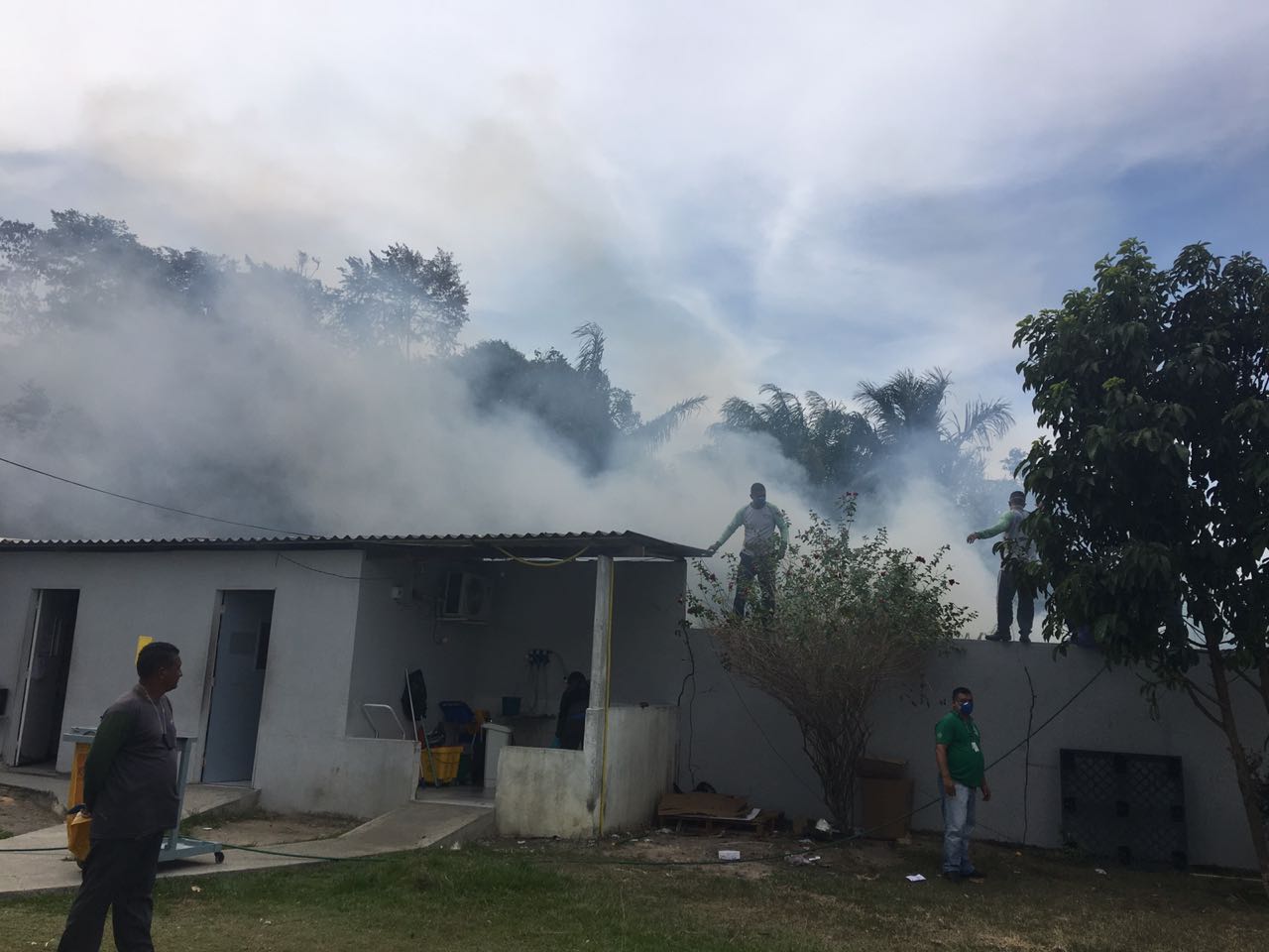 Área de vegetação pega fogo ao lado de hospital em Manaus 