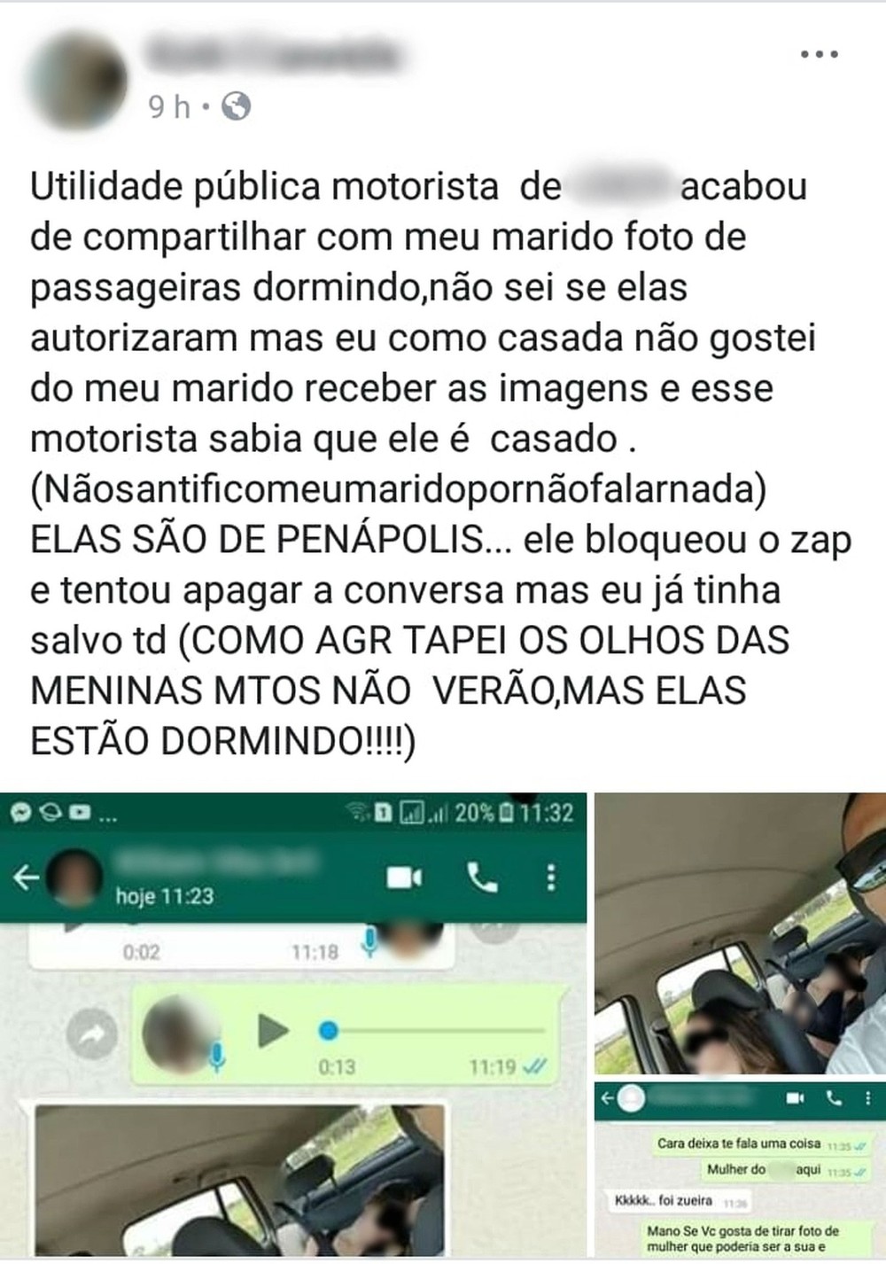 Motorista de aplicativo faz fotos de passageiras enquanto dormiam e fotos vazam na internet 