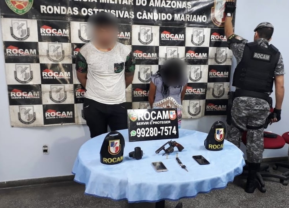 Detento e novinha são presos suspeitos de roubar motocicleta em lava-jato de Manaus