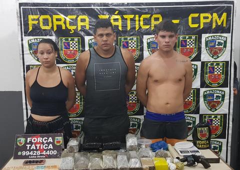 Trio suspeito de comercializar drogas é preso em Manaus 