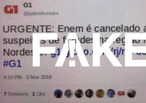  É #FAKE que Enem 2018 foi cancelado por suspeitas de fraude
