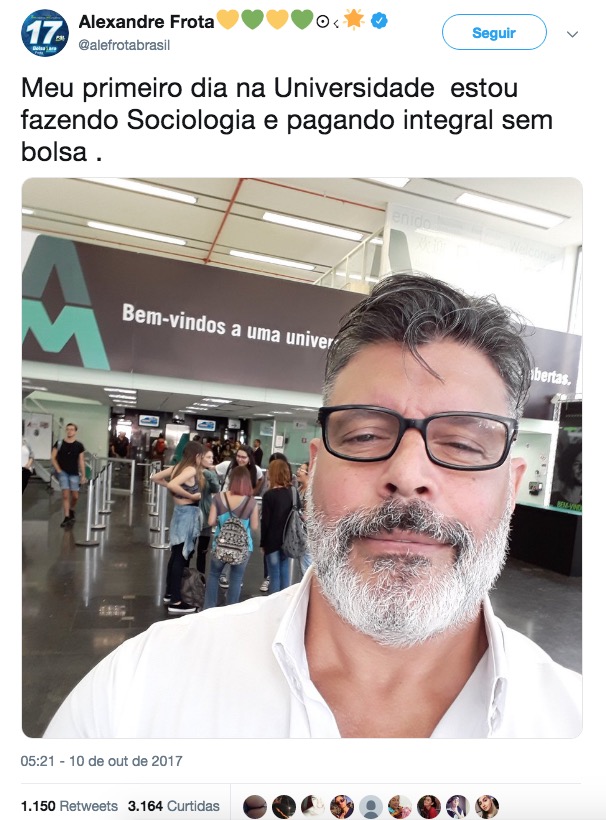 Alexandre Frota diz estar cursando Sociologia em universidade que não oferece o curso