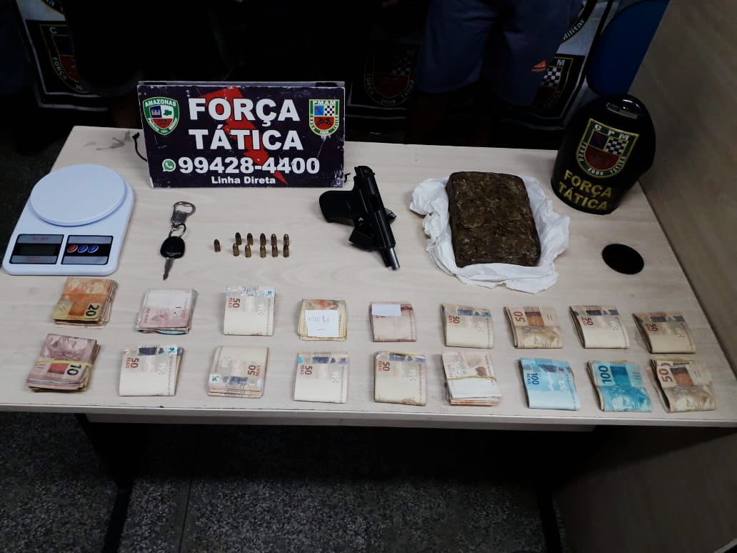Em Manaus, ‘trio perigo’ é preso com drogas, arma e mais de R$ 11 mil em carro de luxo