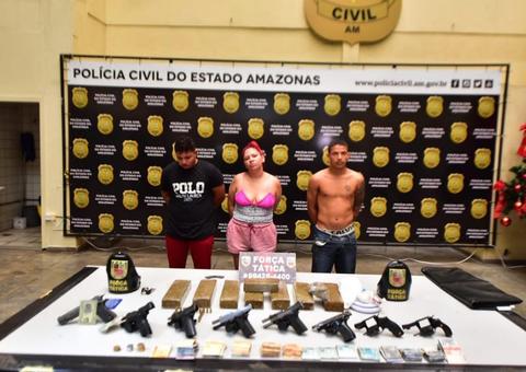 Trio é preso com armas, drogas e R$ 8 mil em Manaus