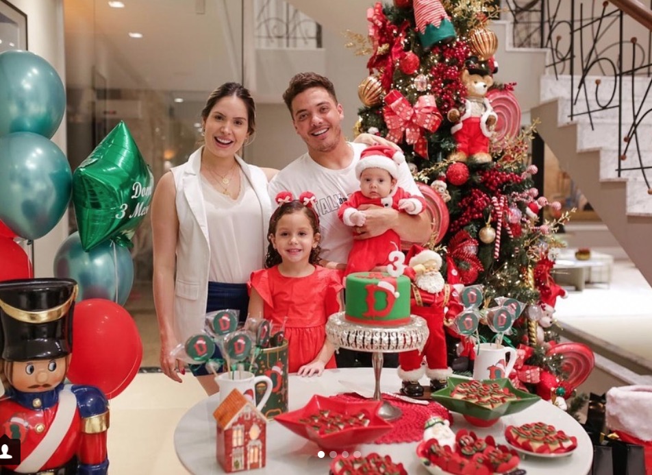 Wesley Safadão faz festa em clima natalino para comemorar 3 meses do filho