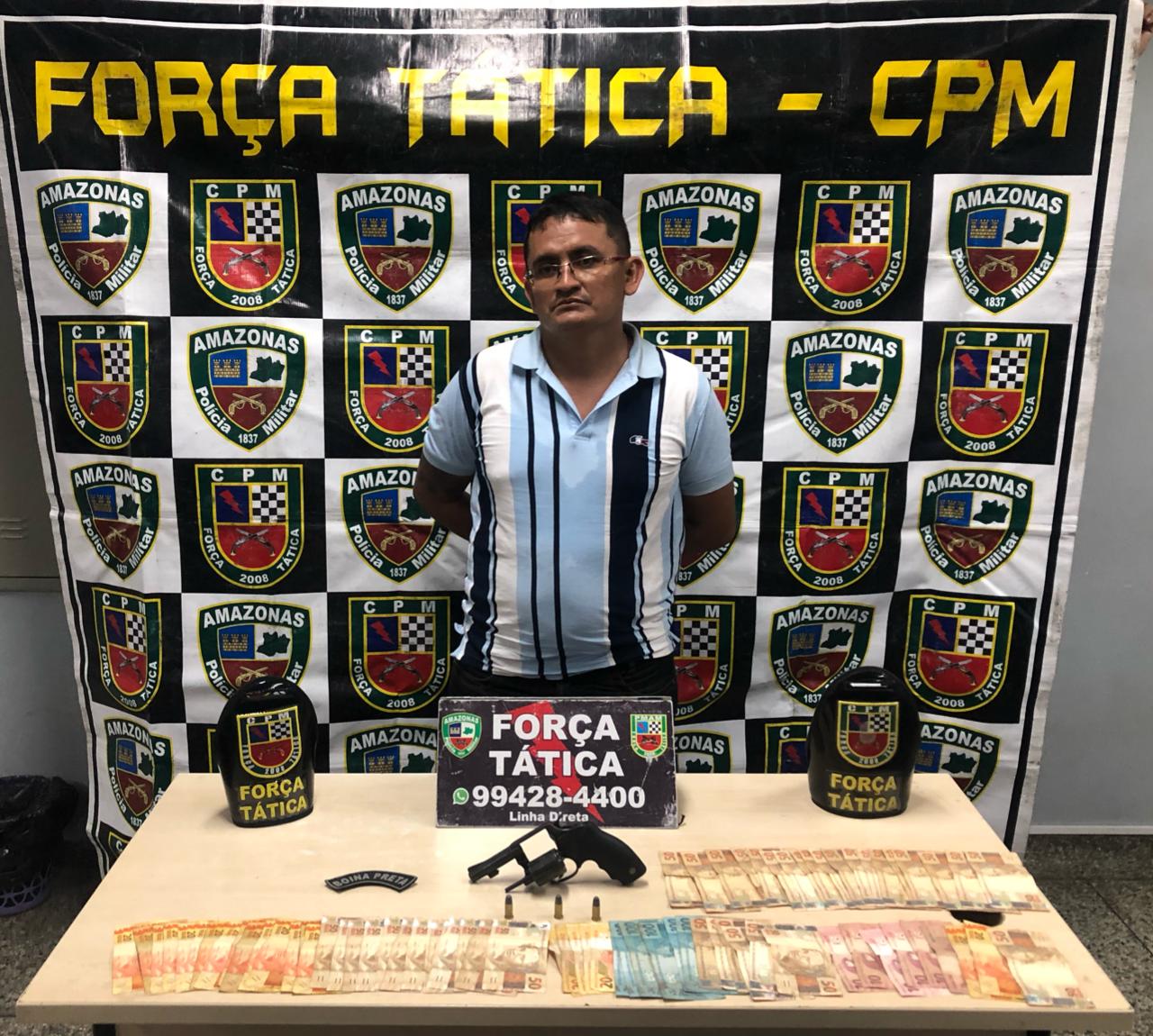 Em Manaus, homem é preso com arma e mais de R$ 3 mil