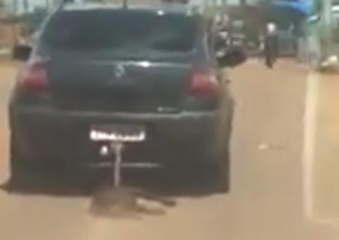 Vídeo chocante mostra cachorro sendo arrastado por carro e viraliza na internet