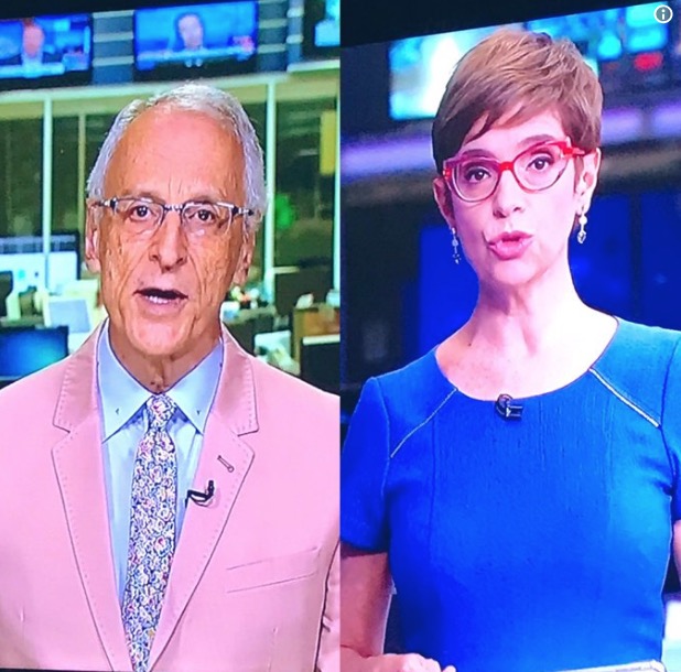 Jornal da Globo tem âncora e correspondente usando rosa e azul e internautas percebem 'indireta'