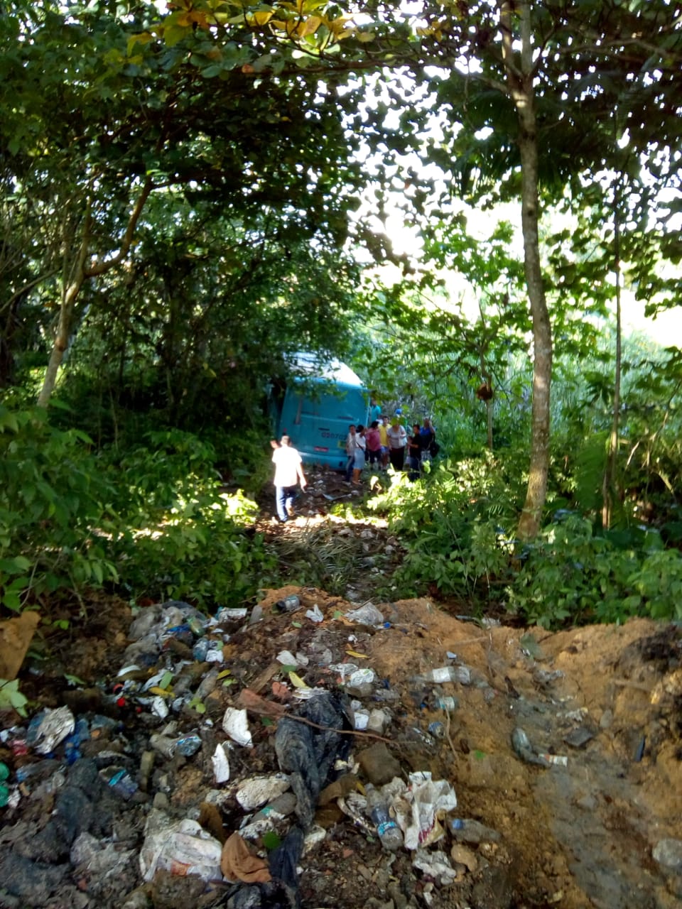 Em Manaus, 10 pessoas ficam feridas após ônibus desgovernado cair em área de mata