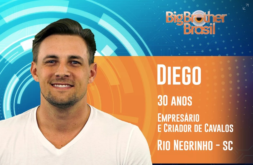 BBB19: Diego é criador de cavalos e fã de Britney Spears