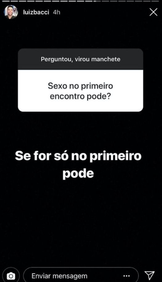 Luiz Bacci insinua que faz sexo todos os dias, transa no primeiro encontro e lamenta carência