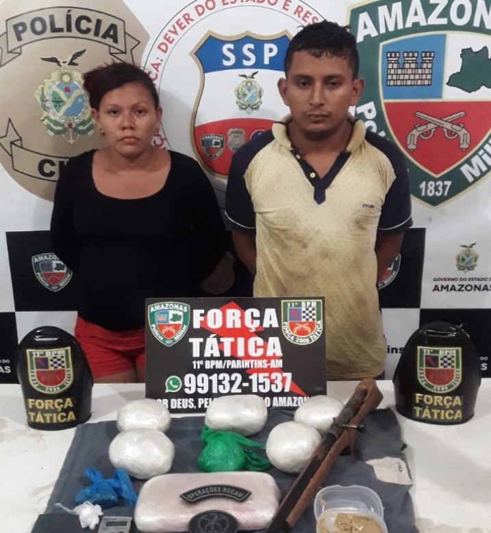 Casal é preso com drogas e espingarda em área vermelha de Manaus