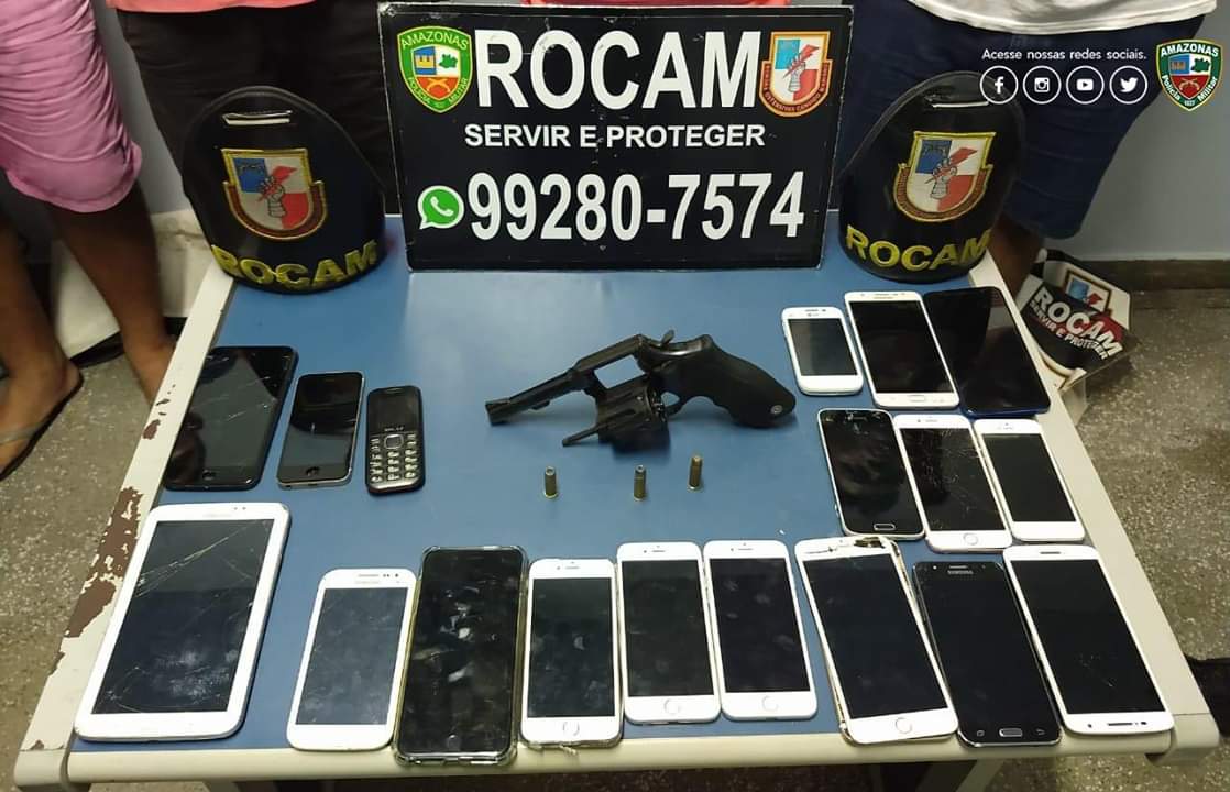 Grupo é preso com arma e 15 celulares roubados em Manaus